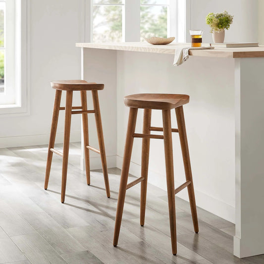 Luca Wooden Bar Stool, Walnut
