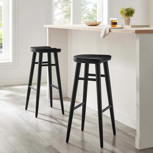 Luca Wooden Bar Stool, Black