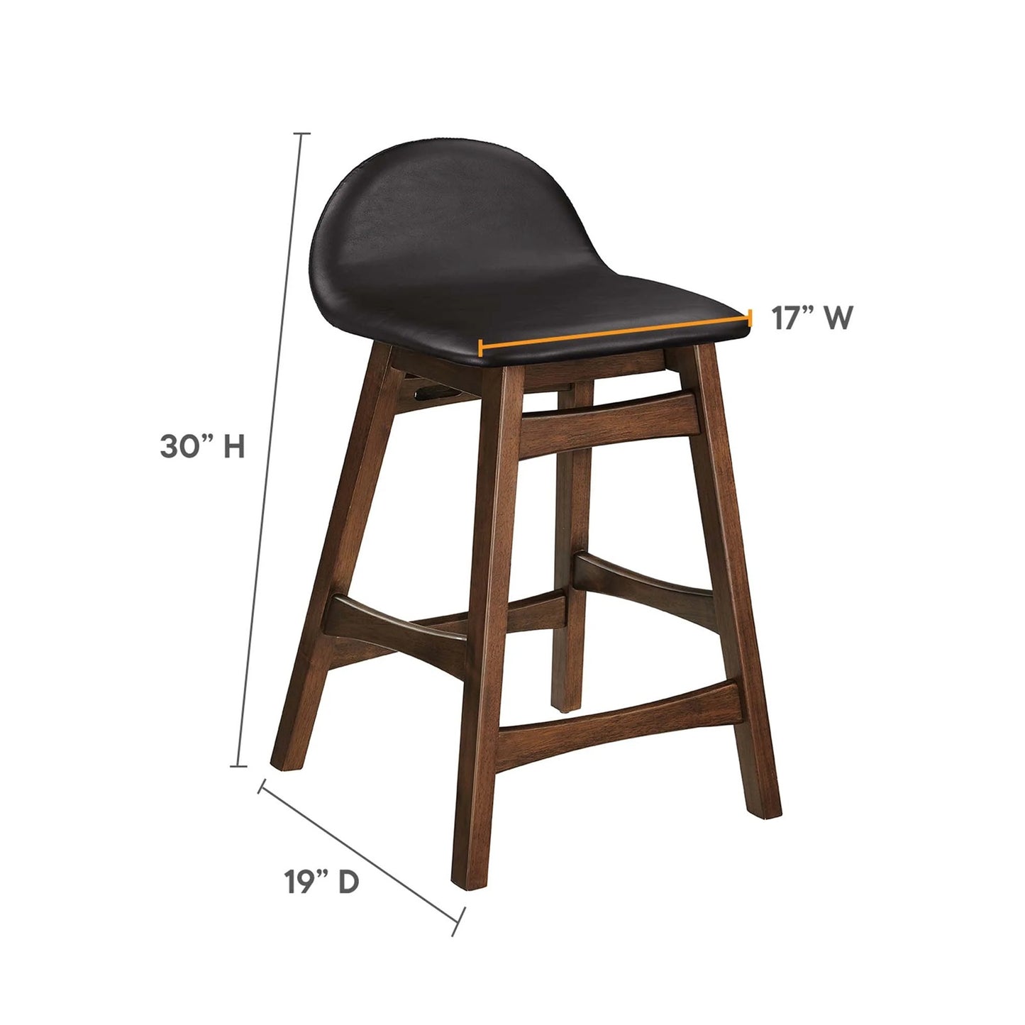 Remy Leather Counter Stool, Black