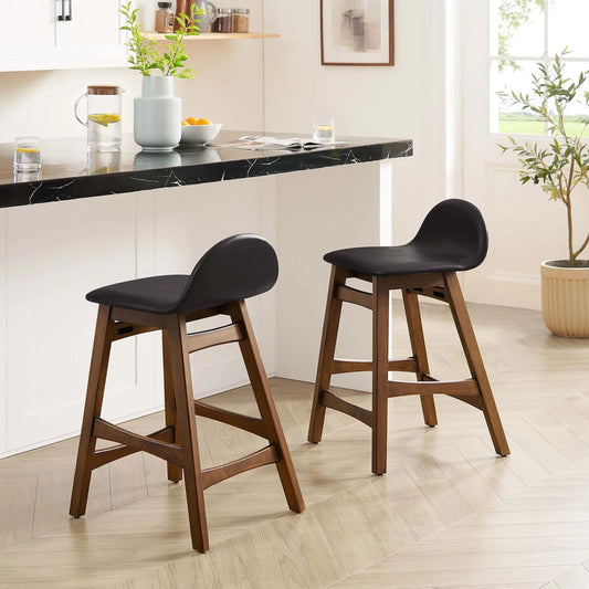 Remy Leather Counter Stool, Black
