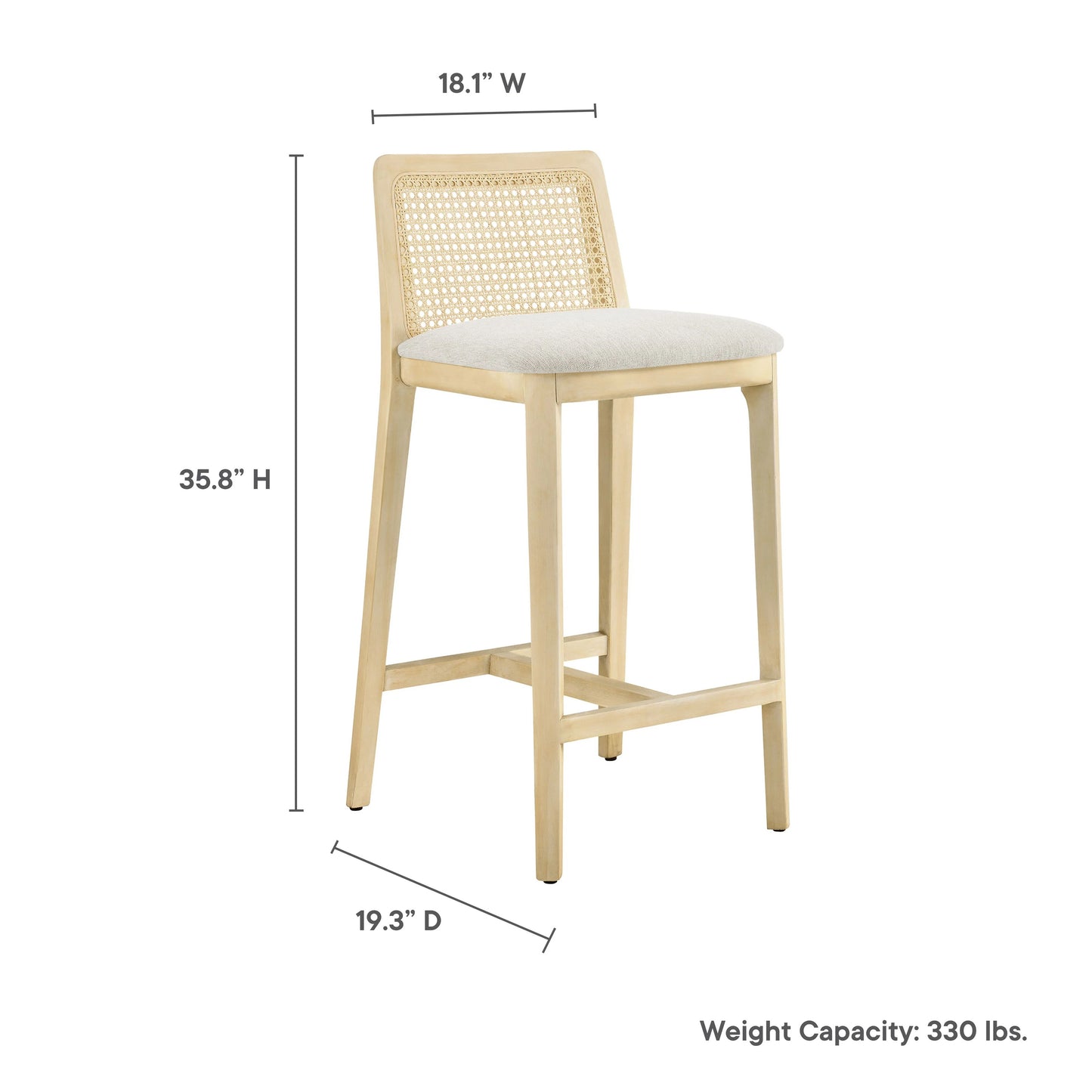 Mona Fabric Counter Stool, Natural