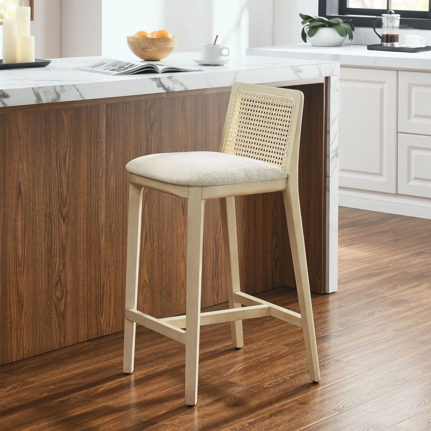 Mona Fabric Counter Stool, Natural