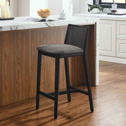 Mona Fabric Counter Stool, Black