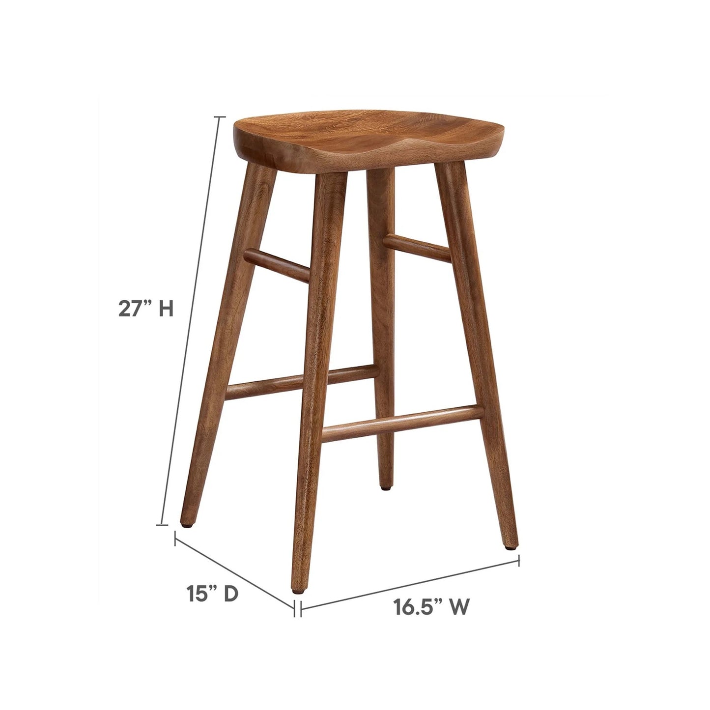 Luca Wooden Counter Stool, Walnut