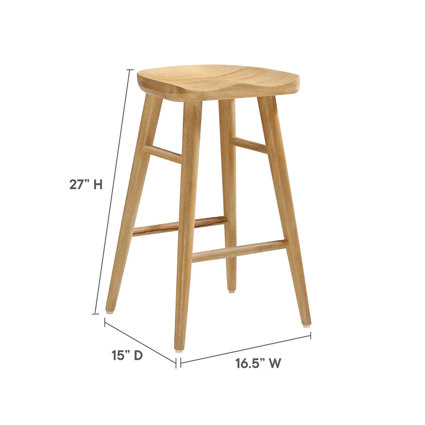 Luca Wooden Counter Stool, Natural