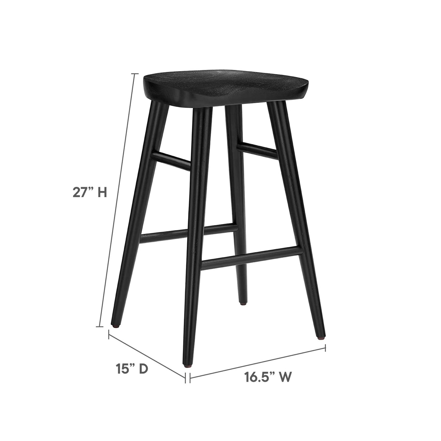 Luca Wooden Counter Stool, Black