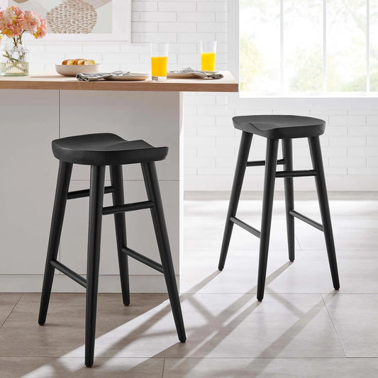 Luca Wooden Counter Stool, Black