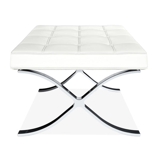 Pavilion Stool, White Italian Leather