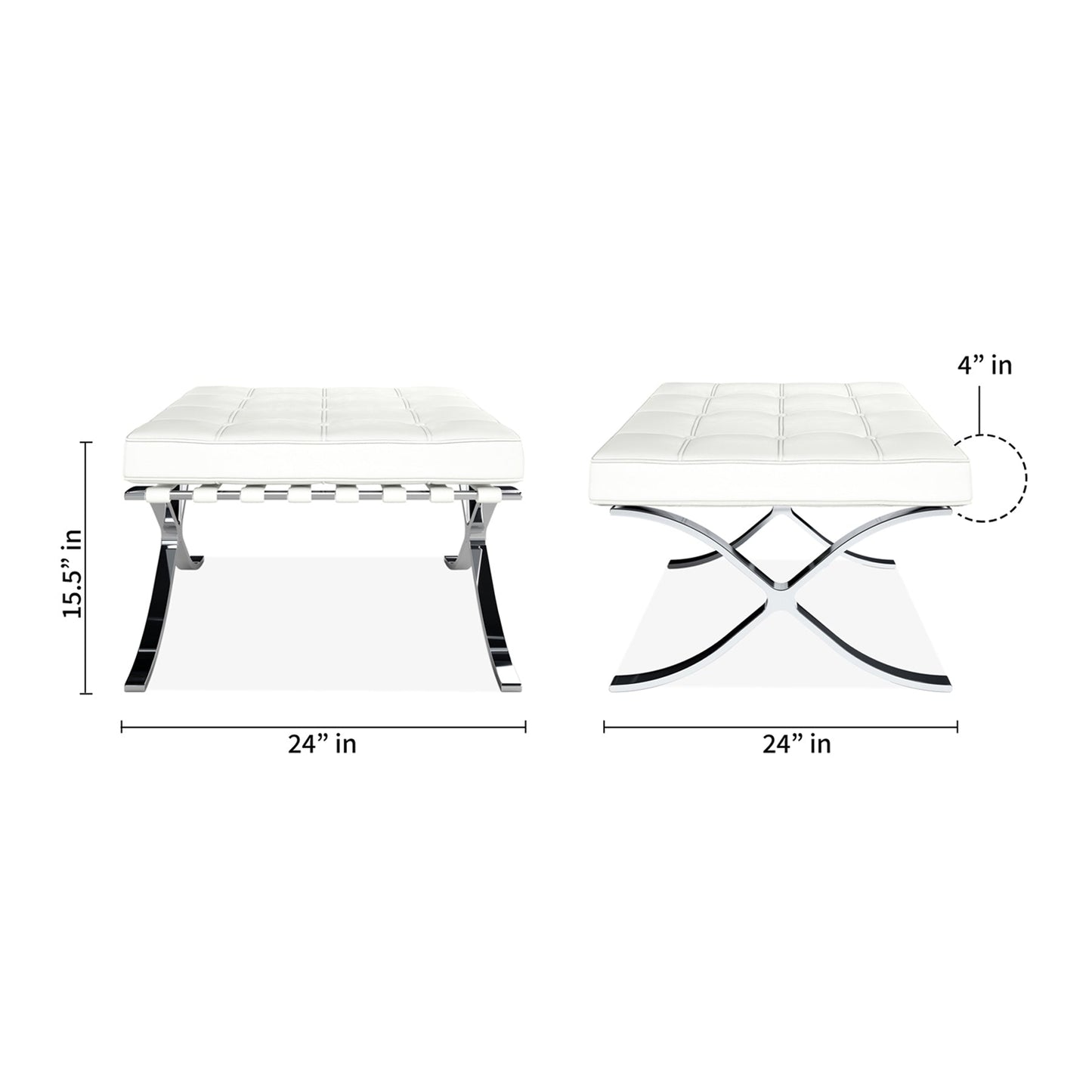 Pavilion Stool, White Italian Leather