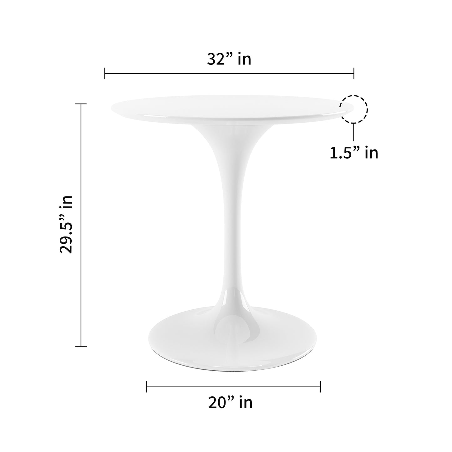Tulip Fiberglass Dining Table, 32" Round White