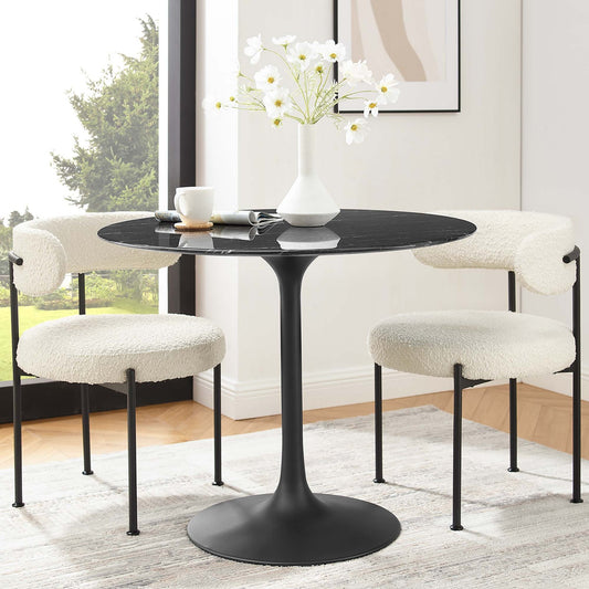 Tulip Marble Dining Table - 36" Round, Black