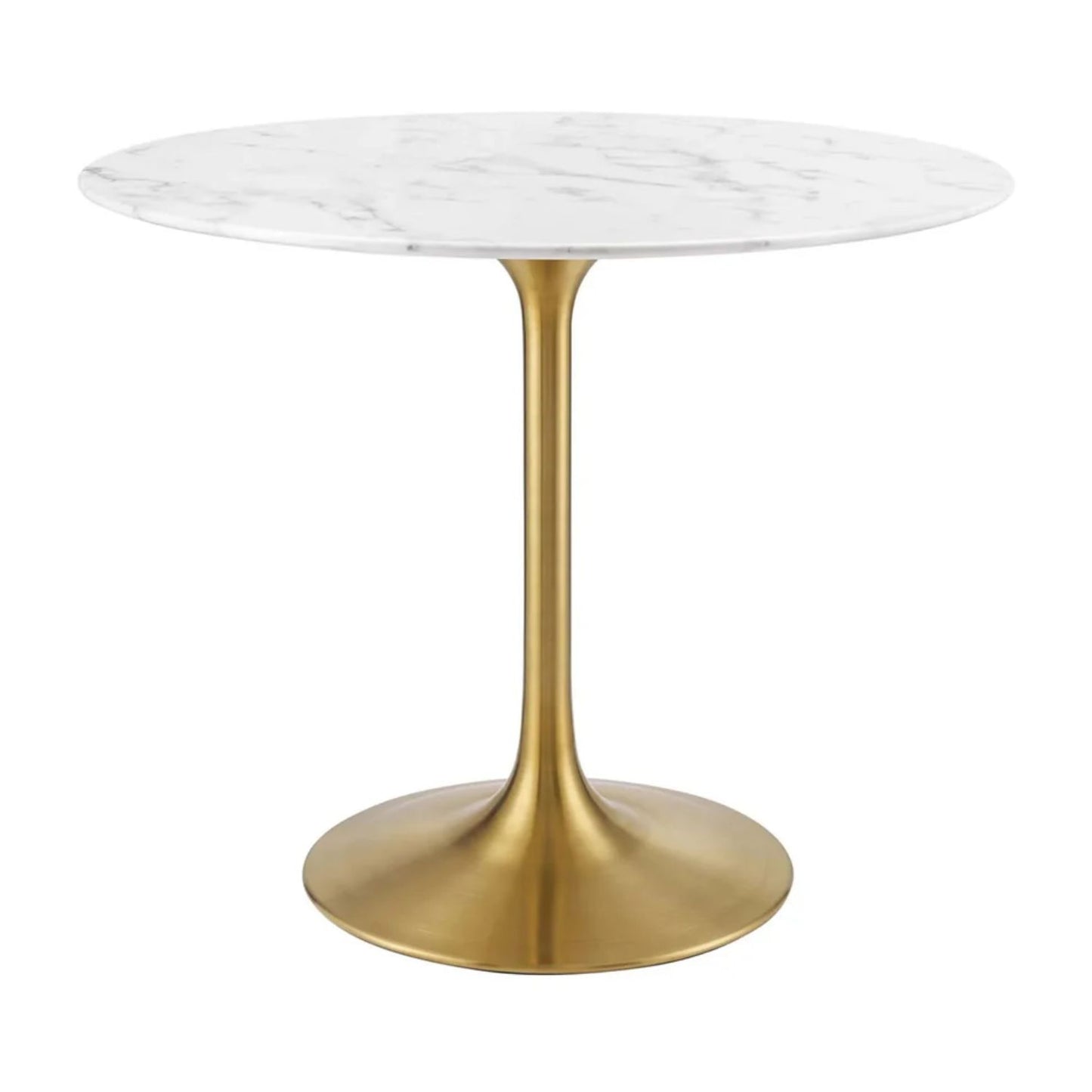 Tulip Marble Dining Table - 36" Round, Gold Base