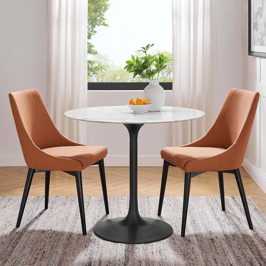 Tulip Marble Dining Table - 36" Round, Black Base