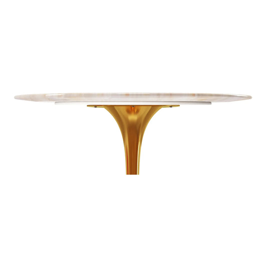 Tulip Onyx Marble Dining Table - 40" Round, Gold Base