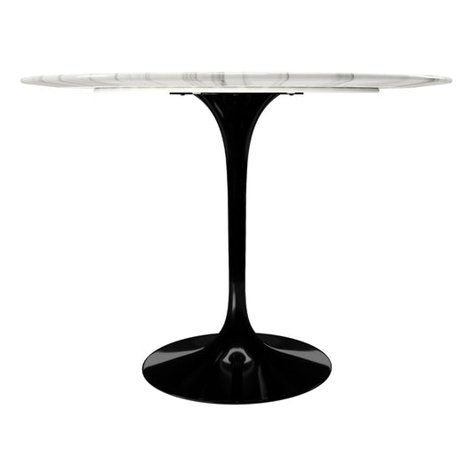 Tulip Marble Dining Table - 40" Round, Black Base