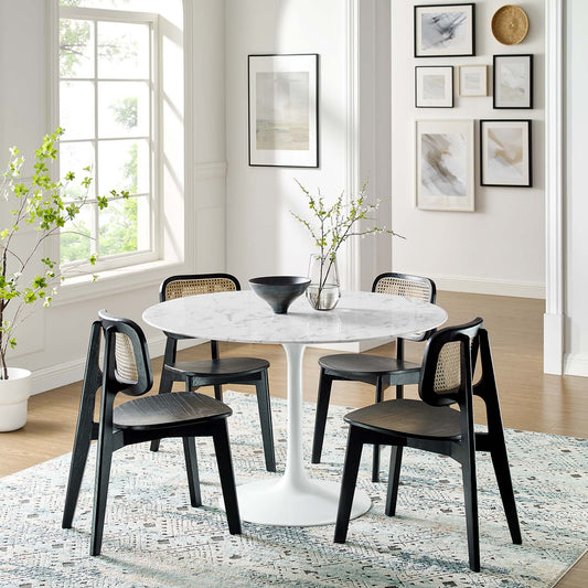 Tulip Marble Dining Table - 48" Round White