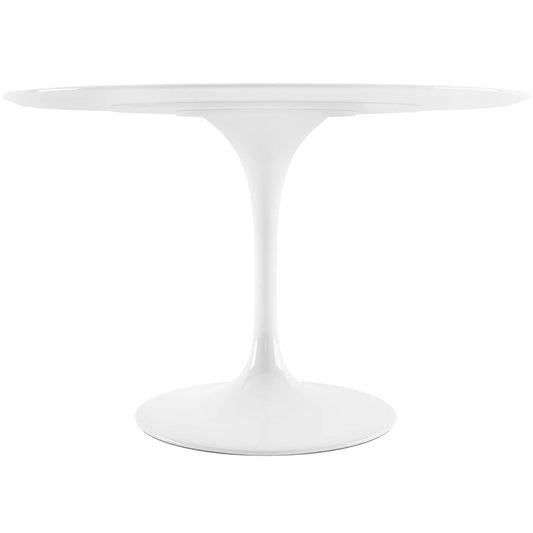 Tulip Fiberglass Dining Table, 48" Round White