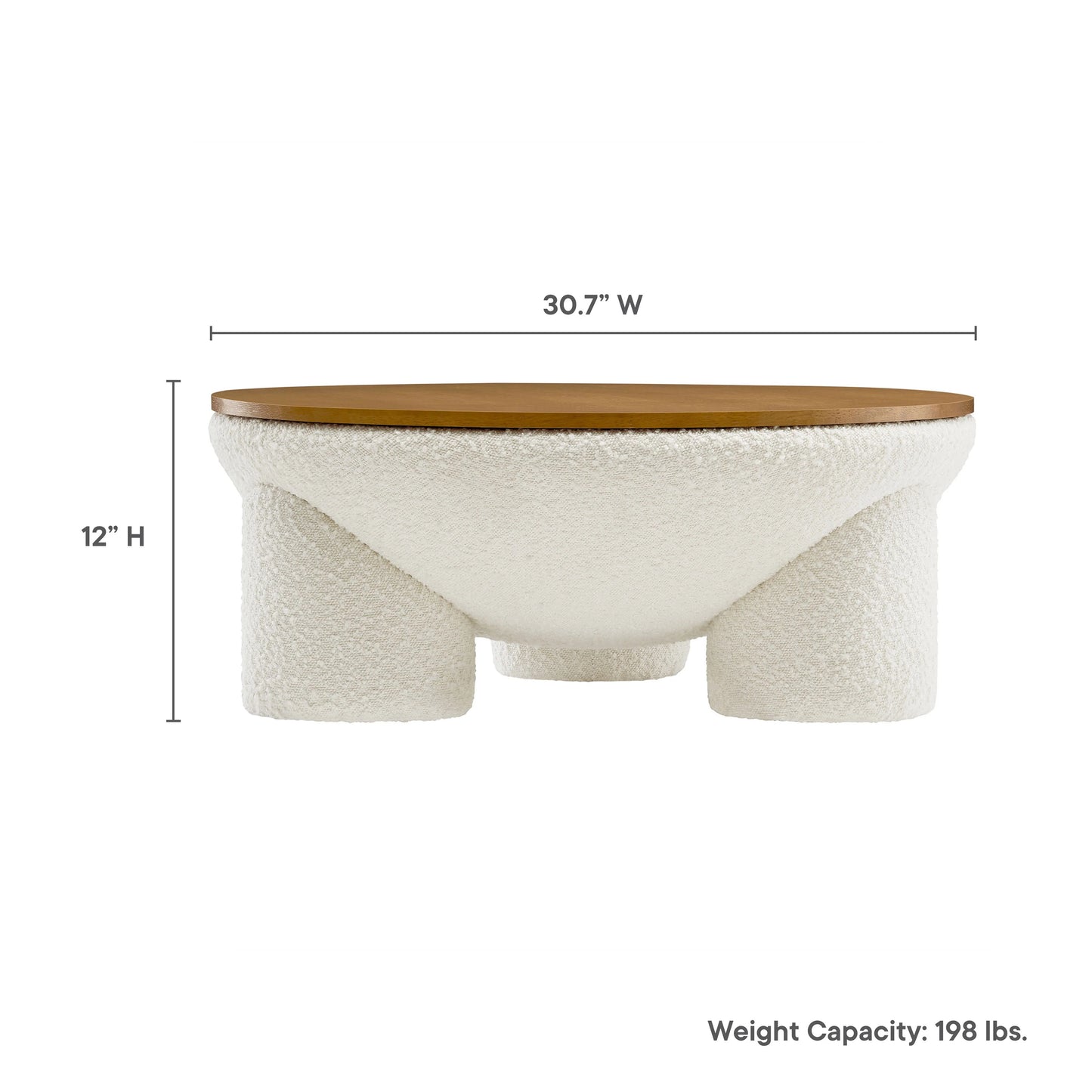Toby Boucle Coffee Table, Natural Ivory
