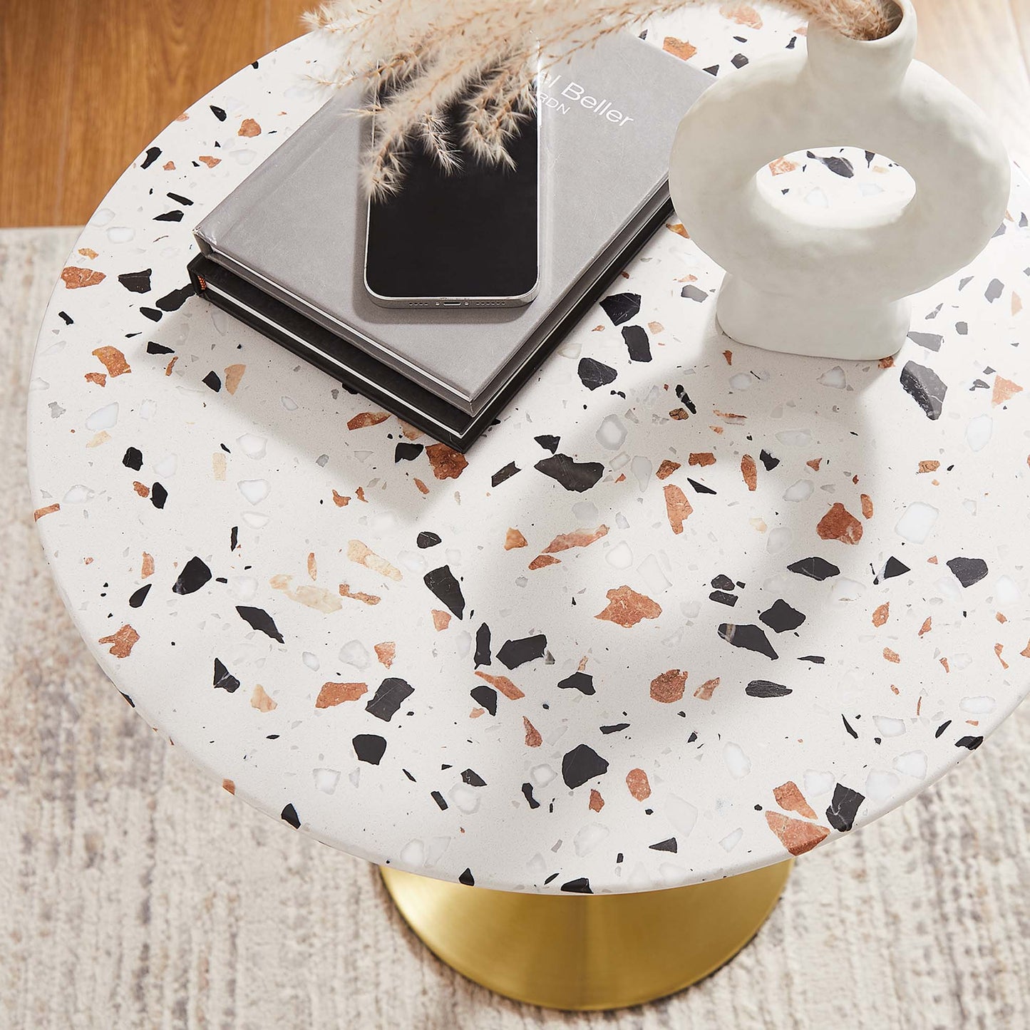 Tulip Marble Side Table - 20" Round, Gold Terrazzo