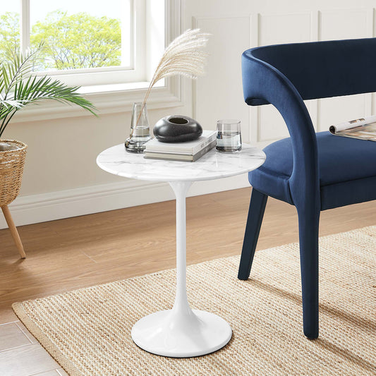 Tulip Marble Side Table - 20" Round, White