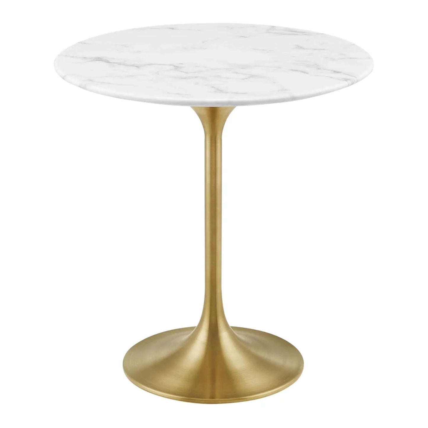 Tulip Marble Side Table - 20" Round, Gold Base