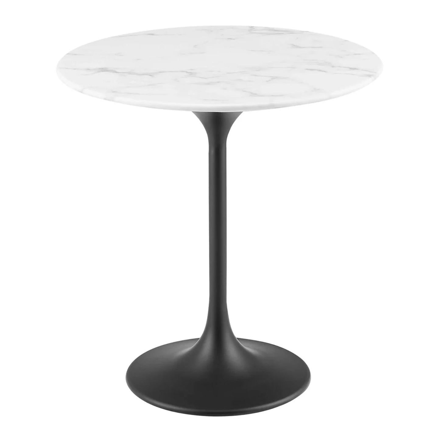 Tulip Marble Side Table - 20" Round, Black Base