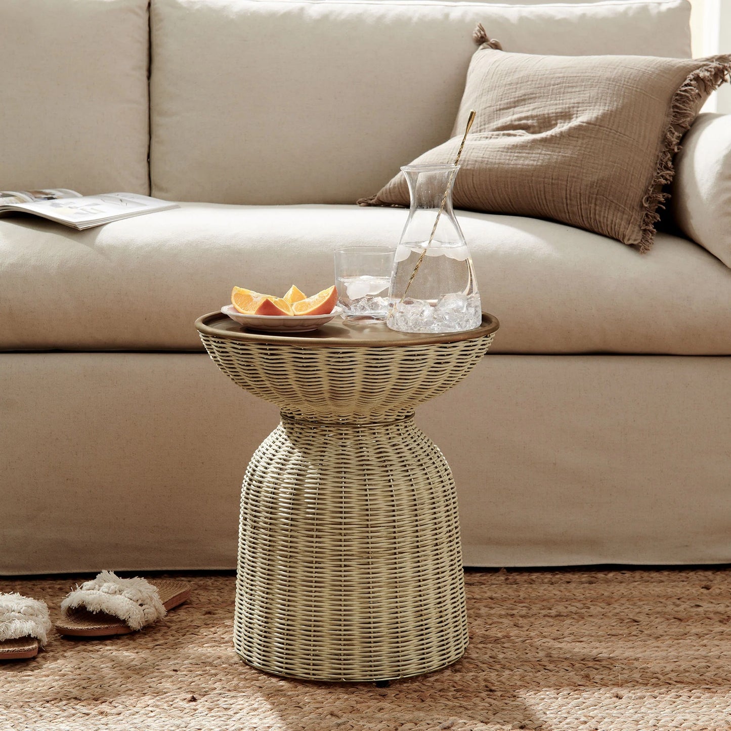 Axis Rattan Side Table, Round