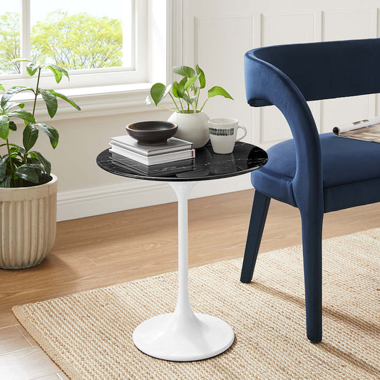 Tulip Marble Side Table - 20" Round, White Base