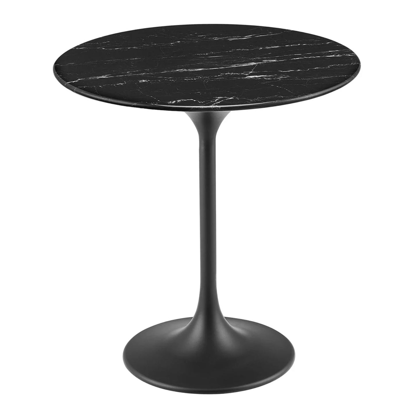 Tulip Marble Side Table - 20" Round, Black