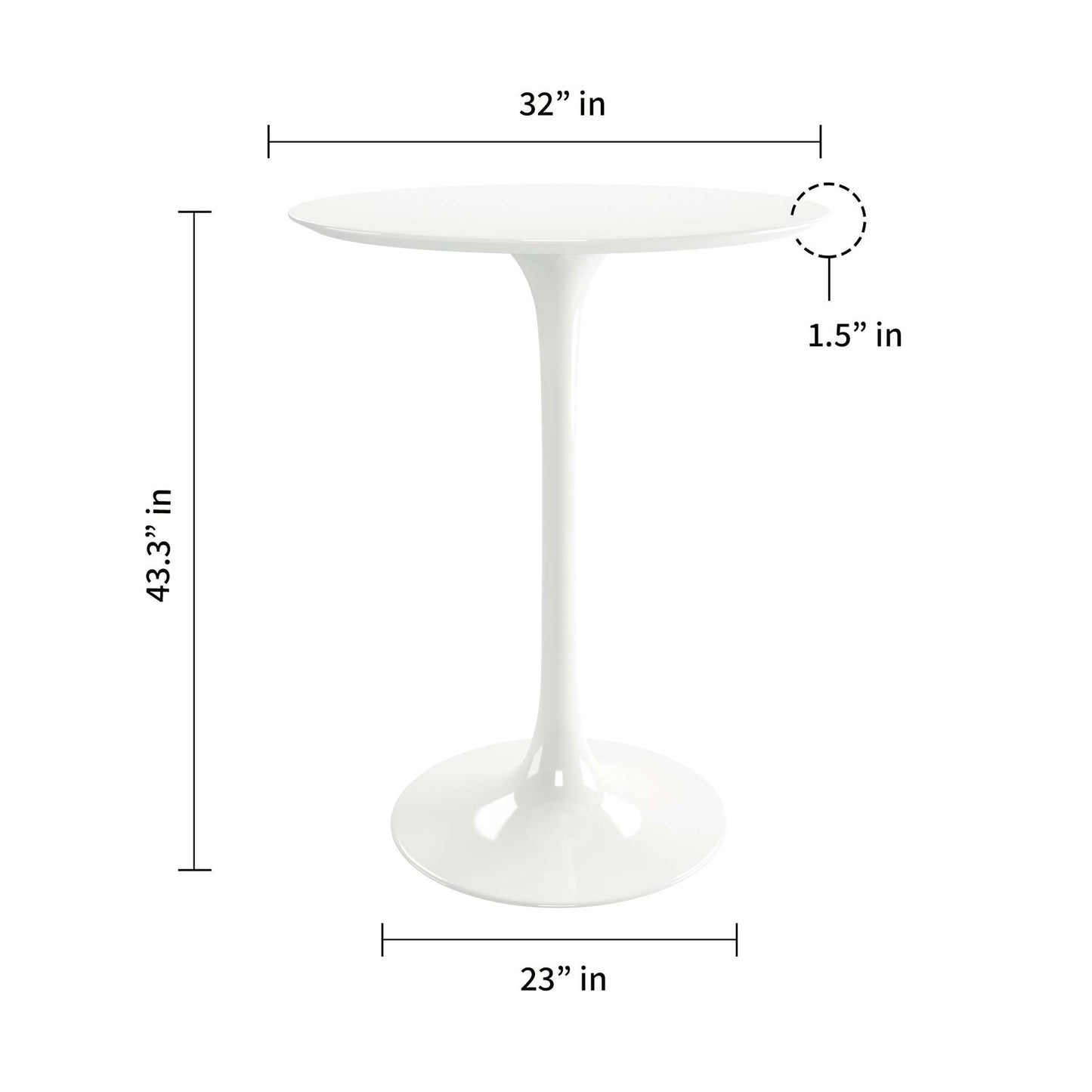 Tulip Fiberglass Bar Table, 32" Round