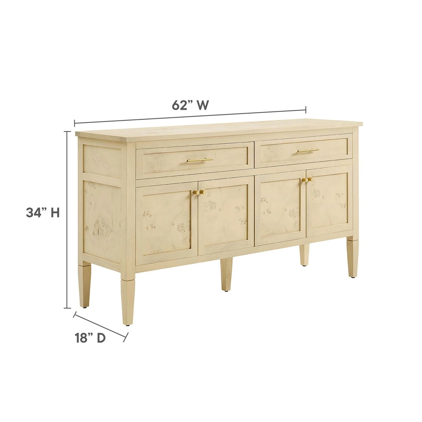 Bogota 62" Sideboard, Bleached Burl