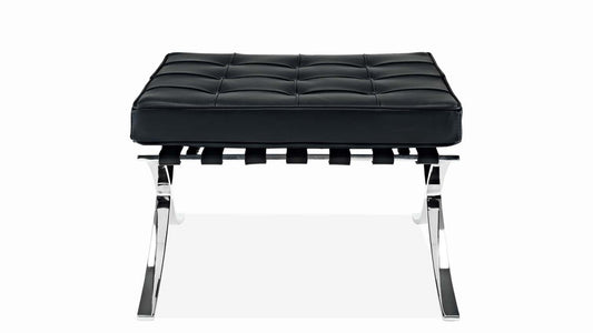 Pavilion Chair With Stool, Black Leather