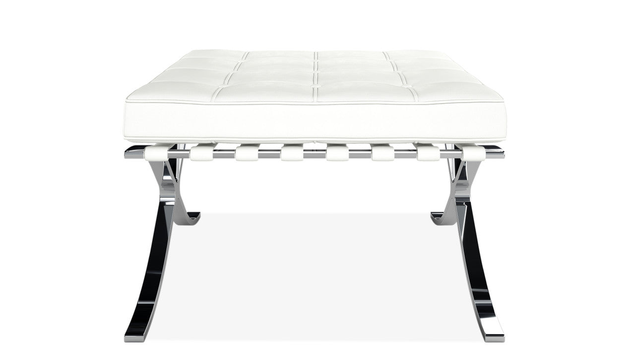 Pavilion Chair With Stool,White Leather