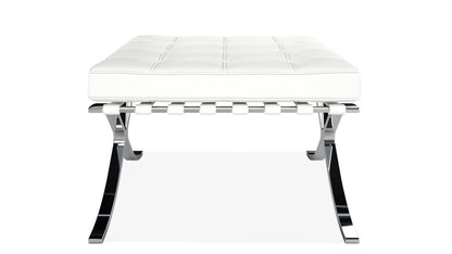Pavilion Chair With Stool,White Leather