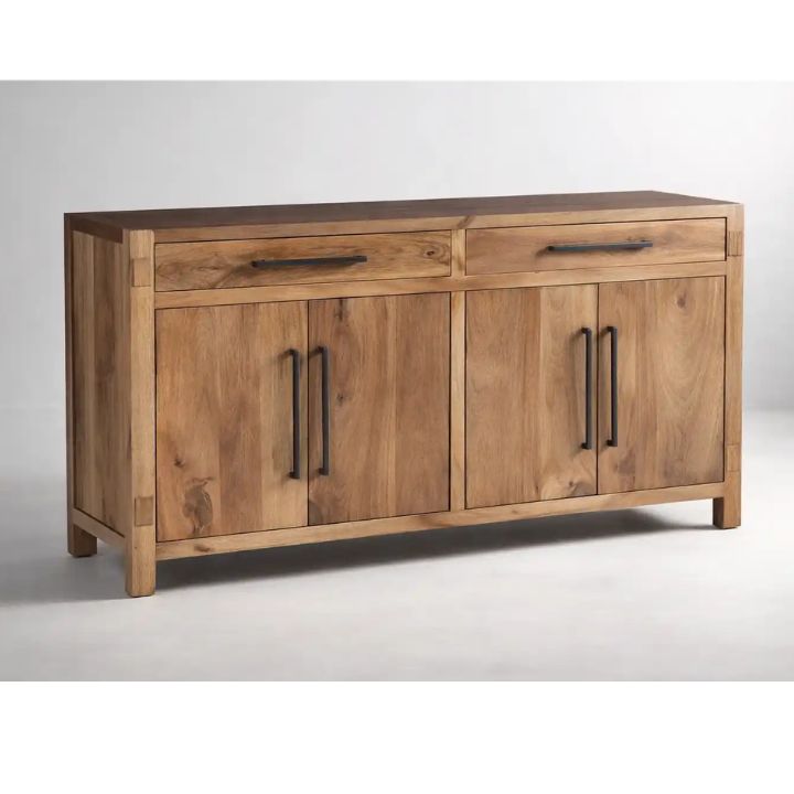 Anna 70" Solid Wood Sideboard, Light Walnut