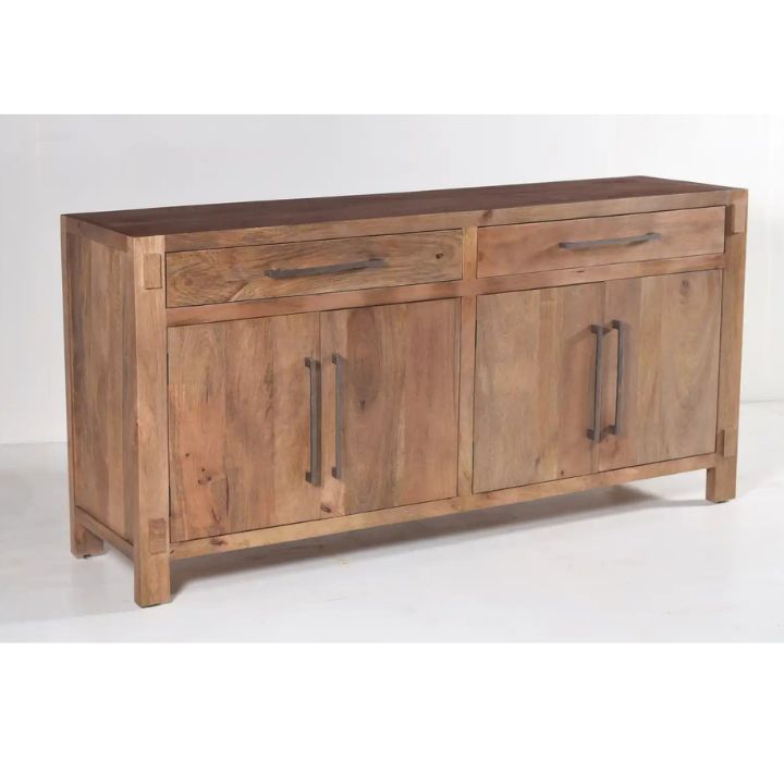 Anna 70" Solid Wood Sideboard, Light Walnut