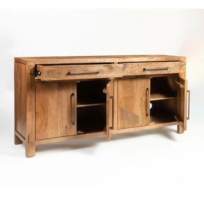 Anna 70" Solid Wood Sideboard, Light Walnut
