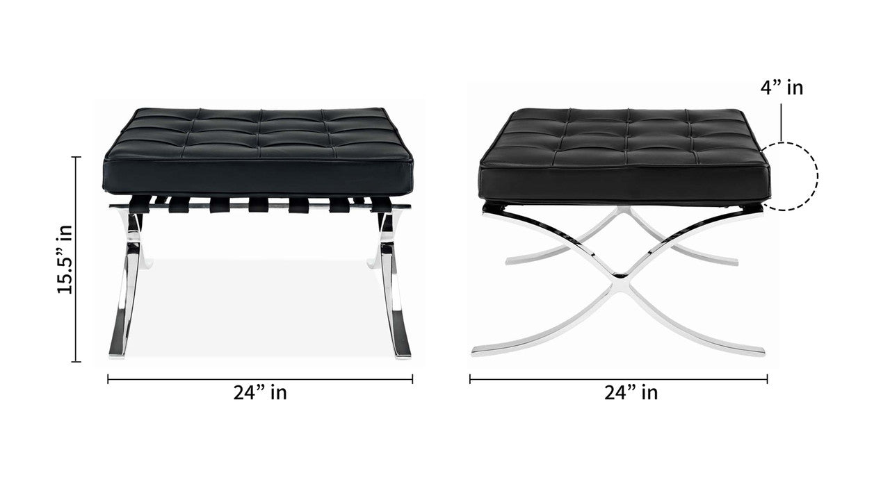 Pavilion Chair With Stool,Black Leather
