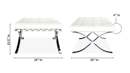 Pavilion Chair With Stool,White Leather