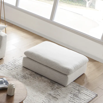 Duke 84" Deep Seat Sectional Sofa With Ottoman, 2 Seater, White