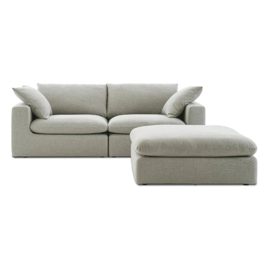 Duke 84" Deep Seat Sectional Sofa With Ottoman, 2 Seater, Gray