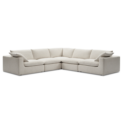 Duke 189" Deep Seat Sectional Sofa, 5 Seater, White