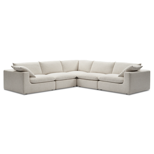 Duke 189" Deep Seat Sectional Sofa, 5 Seater, White