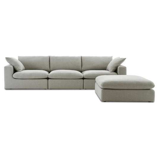 Duke 119" Deep Seat Sectional Sofa With Ottoman, 3 Seater, Gray