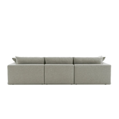 Duke 119" Deep Seat Sectional Sofa With Ottoman, 3 Seater, Gray