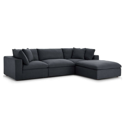 Haven 3 Seater Sectional Sofa With Ottoman, Gray