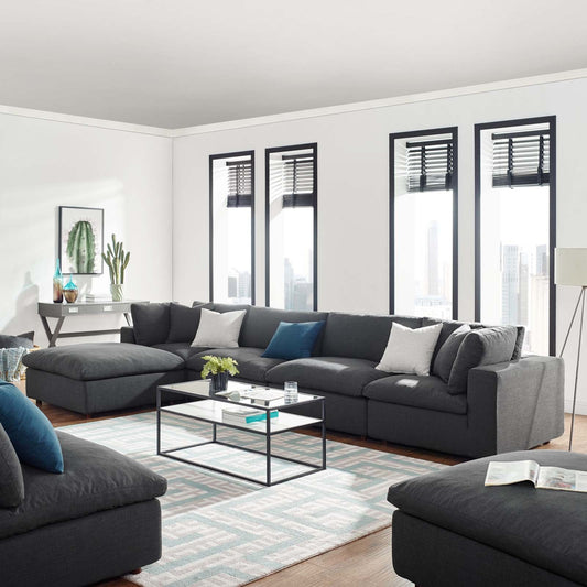 Haven 4 Seater Sectional Sofa With Ottoman, Gray