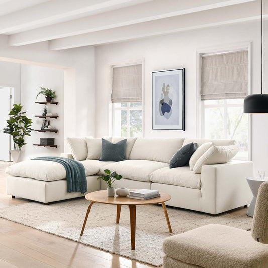 Haven 3 Seater Sectional Sofa With Ottoman, Beige