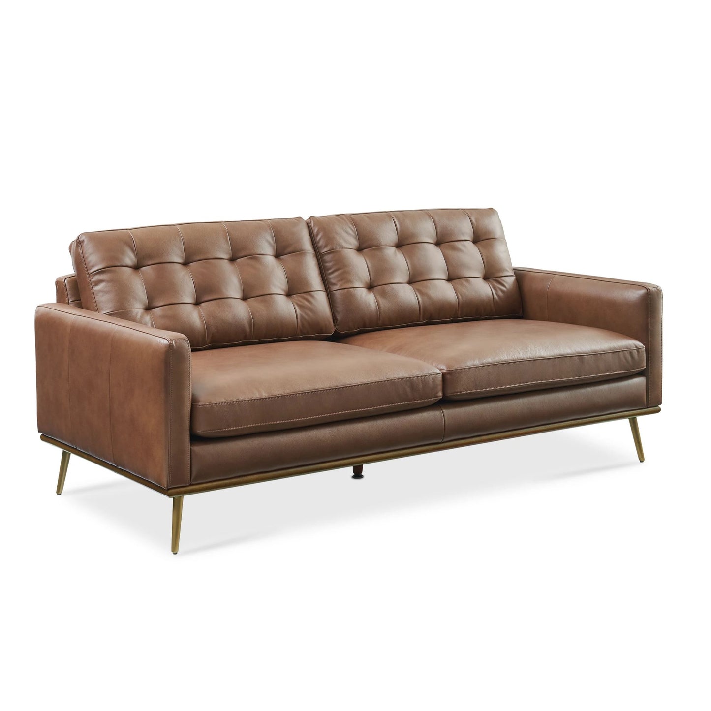 Loft Mid-century Deep Seat Sofa, Tan | 7 Feet PU Leather