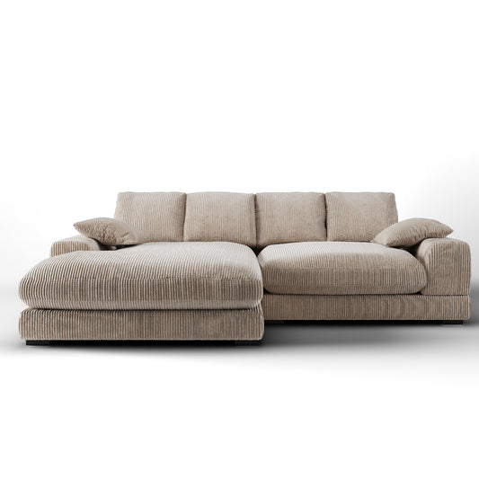 Aurelle Home 106" Reversible Contemporary Deep Seat Sectional Sofa, Cappuccino